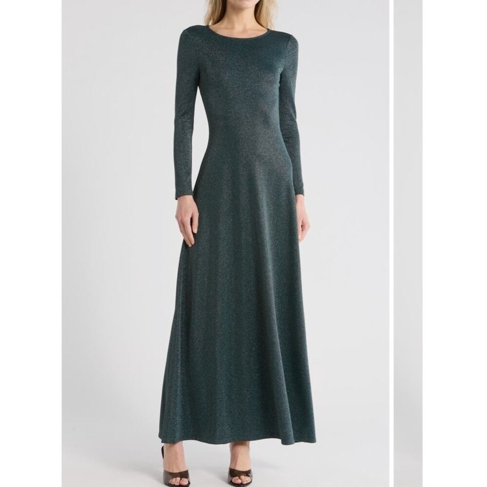 NWT Reformation kori green metallic sparkle knit maxi dress small